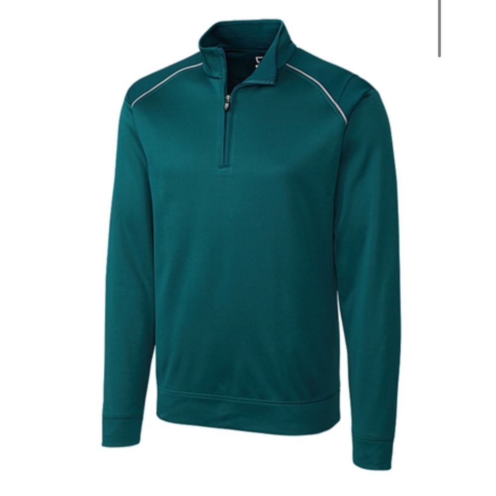 Cutter & Buck CB‎ DryTec 5XB Green Weathertec Ridge Half Zip Pullover Golf B/T